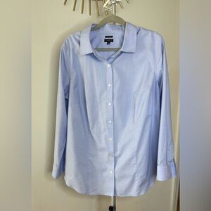 Talbots blue button down wrinkle resistant 100% cotton dress shirt size 18 EUC